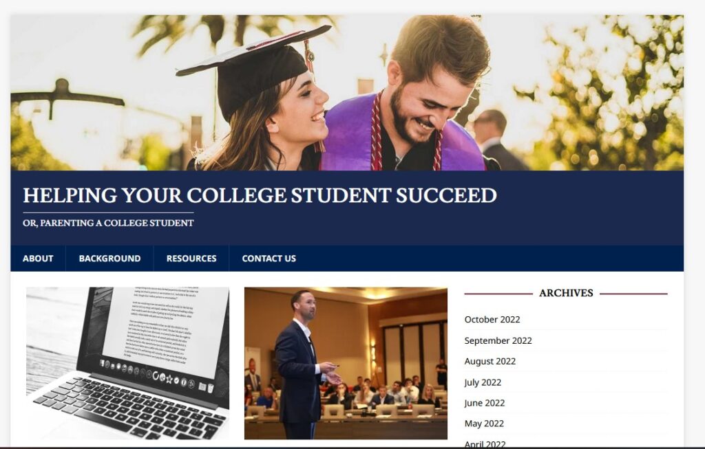 college and parents author website