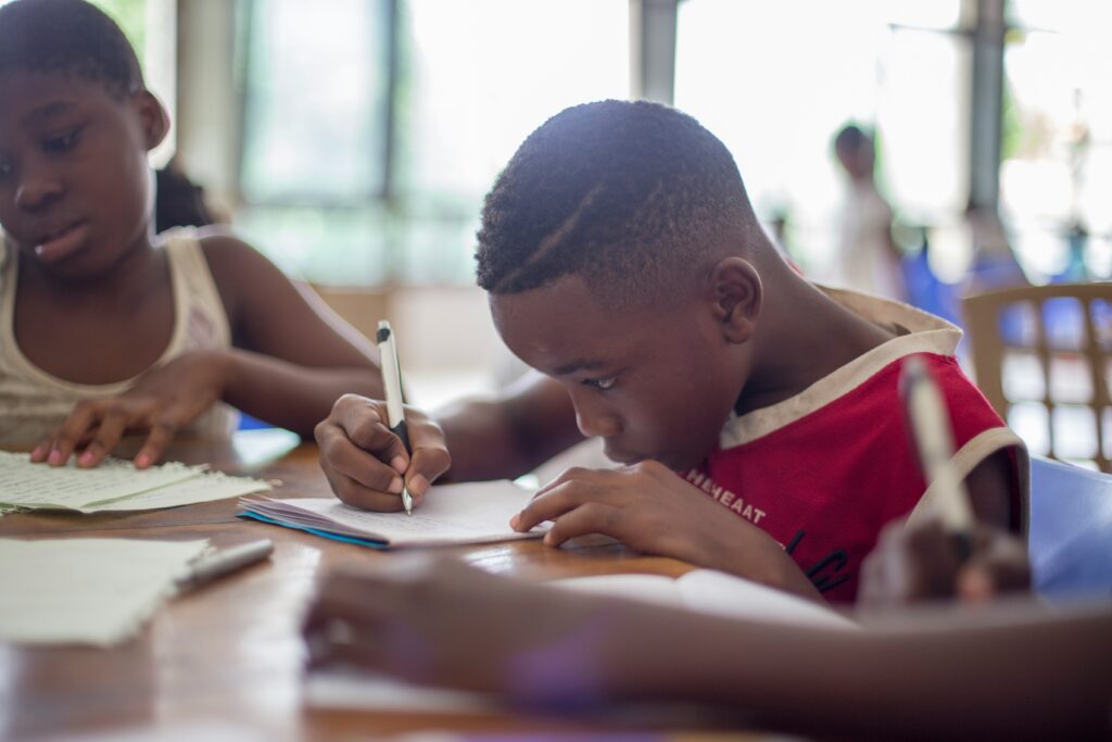 one of the young writers at work
